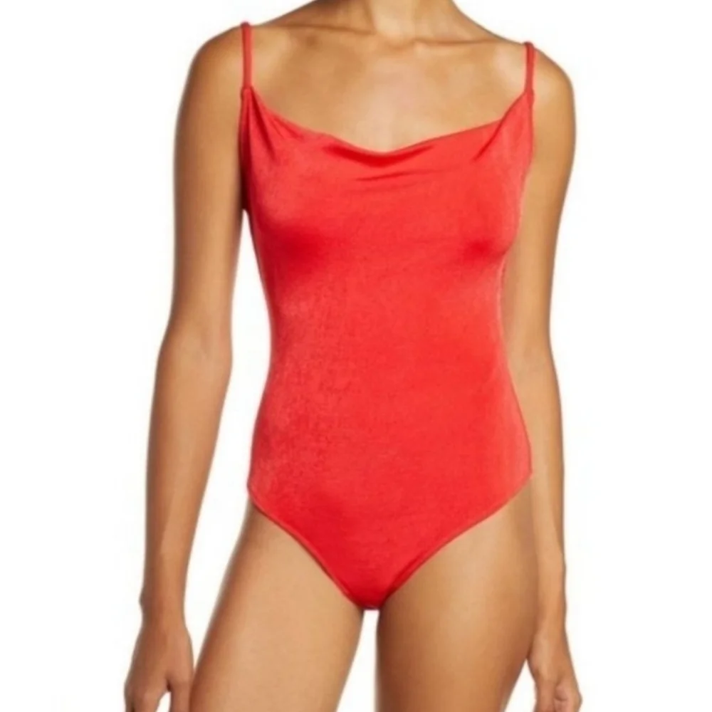 NWT Free People Women's Cowls In The Club Bodysuit Small Red